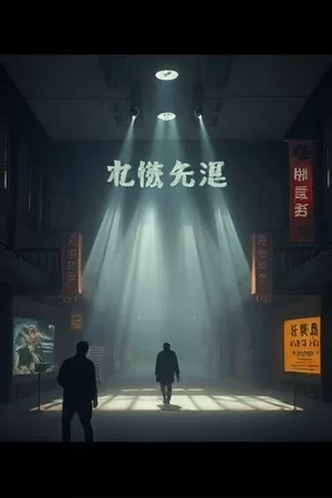 《微光庭院》剧照，黄昏院落里一盏刚点亮的院灯与竹椅