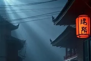 《雾中来客》剧照，清晨浓雾中旅馆门口排队登记的人群