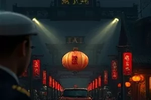 《三条街的距离》剧照，三个人在旧城区街角背对背等红灯